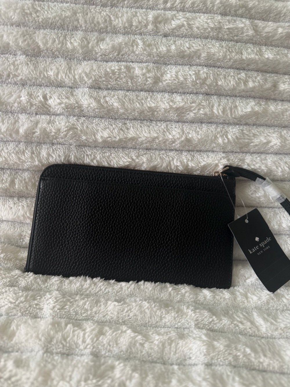 Kate Spade Medium Zip Wristlet Black Pebbled Leather NWT Wristlet Clutch Pouch - Picture 10 of 10